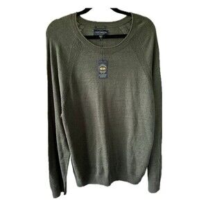 Lucky Brand NWT Men's 100% Cotton Welterweight Crew Neck Olive Green Sweater XL